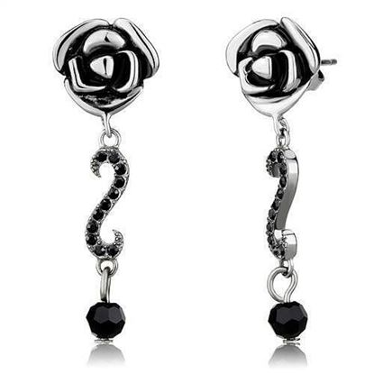 Picture of TK2951 - Stainless Steel Earrings High polished (no plating) Women Top Grade Crystal Jet