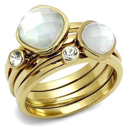 Picture of TK2975 - Stainless Steel Ring IP Gold(Ion Plating) Women Synthetic White