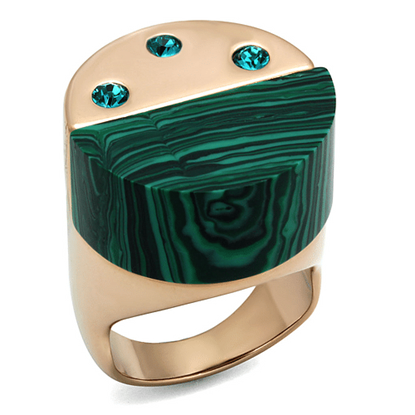 Picture of TK2986 - Stainless Steel Ring IP Rose Gold(Ion Plating) Women Synthetic Emerald