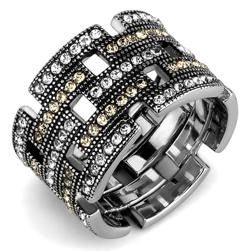 Picture of TK2987 - Stainless Steel Ring High polished (no plating) Women Top Grade Crystal Multi Color