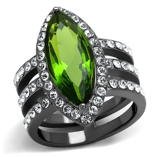 Picture of TK2989 - Stainless Steel Ring IP Light Black  (IP Gun) Women Synthetic Peridot