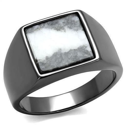 Picture of TK3005 - Stainless Steel Ring IP Light Black  (IP Gun) Men Semi-Precious Gray