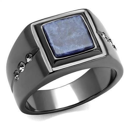 Picture of TK3006 - Stainless Steel Ring IP Light Black  (IP Gun) Men Blue Sand Montana