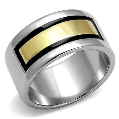 Picture of TK3008 - Stainless Steel Ring Two-Tone IP Gold (Ion Plating) Men Epoxy Jet