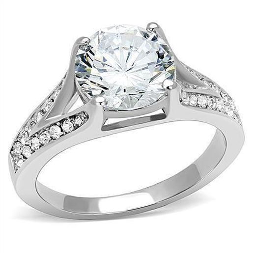 Picture of TK3020 - Stainless Steel Ring High polished (no plating) Women AAA Grade CZ Clear