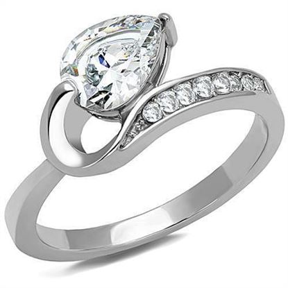 Picture of TK3022 - Stainless Steel Ring High polished (no plating) Women AAA Grade CZ Clear