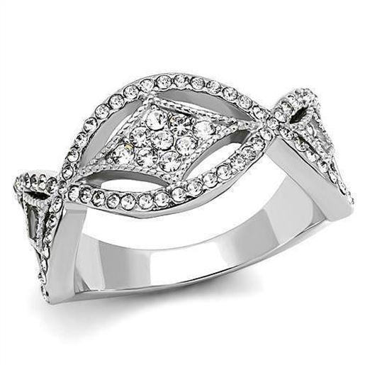 Picture of TK3027 - Stainless Steel Ring High polished (no plating) Women Top Grade Crystal Clear