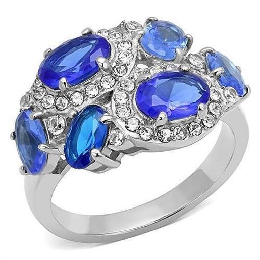 Picture of TK3030 - Stainless Steel Ring High polished (no plating) Women Synthetic Sapphire