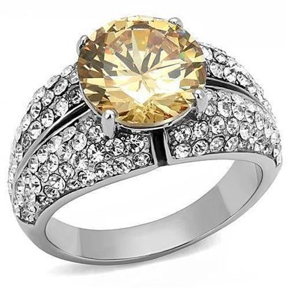 Picture of TK3031 - Stainless Steel Ring High polished (no plating) Women AAA Grade CZ Champagne