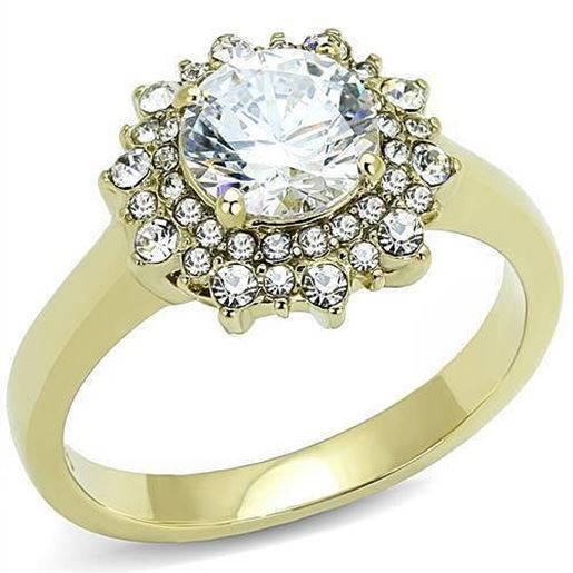 Picture of TK3035 - Stainless Steel Ring IP Gold(Ion Plating) Women AAA Grade CZ Clear