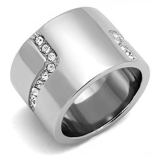 Picture of TK3040 - Stainless Steel Ring High polished (no plating) Women Top Grade Crystal Clear