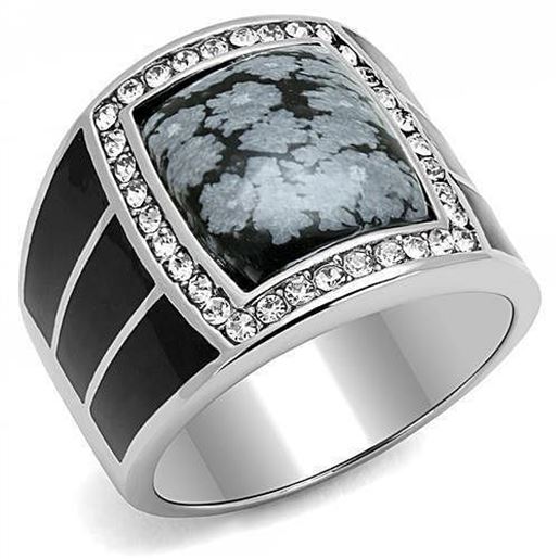 Picture of TK3042 - Stainless Steel Ring High polished (no plating) Men Semi-Precious Jet