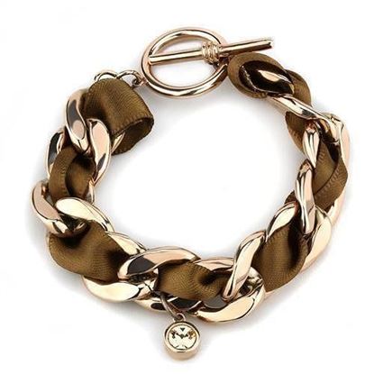 Picture of TK3066 - Stainless Steel Bracelet IP Rose Gold(Ion Plating) Women Top Grade Crystal Light Peach