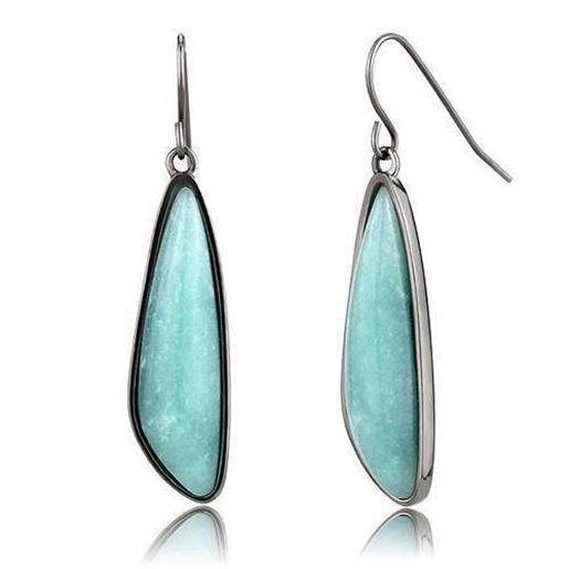 Picture of TK3072 - Stainless Steel Earrings IP Light Black  (IP Gun) Women Semi-Precious Emerald