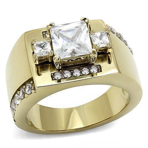 Picture of TK3078 - Stainless Steel Ring IP Gold(Ion Plating) Men AAA Grade CZ Clear