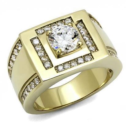 Picture of TK3079 - Stainless Steel Ring IP Gold(Ion Plating) Men AAA Grade CZ Clear