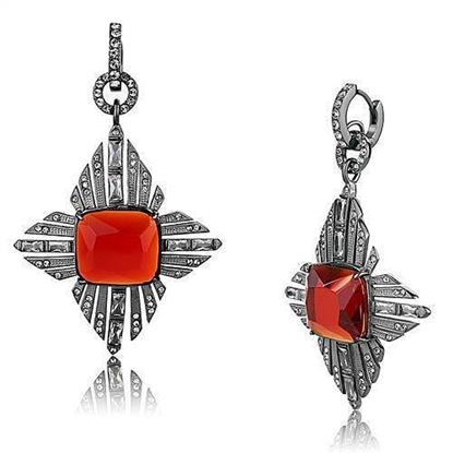 Picture of TK3080 - Stainless Steel Earrings IP Light Black  (IP Gun) Women Synthetic Orange