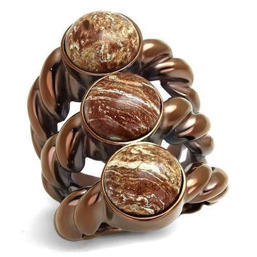 Picture of TK3081 - Stainless Steel Ring IP Coffee light Women Semi-Precious Multi Color