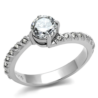 Picture of TK3094 - Stainless Steel Ring High polished (no plating) Women AAA Grade CZ Clear