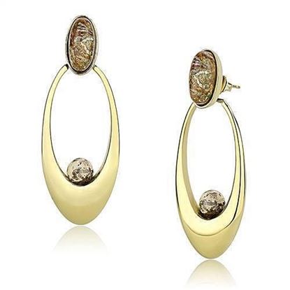 Picture of TK3101 - Stainless Steel Earrings IP Gold(Ion Plating) Women Semi-Precious Multi Color