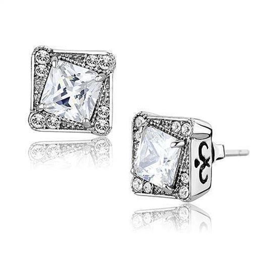 Picture of TK3104 - Stainless Steel Earrings High polished (no plating) Women AAA Grade CZ Clear