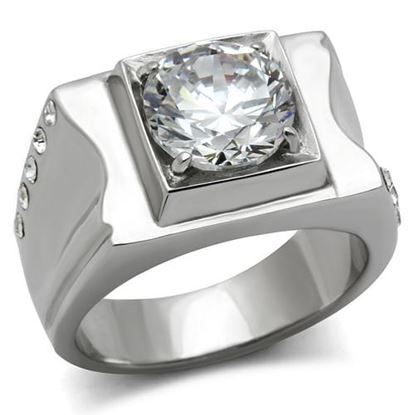 Picture of TK311 - Stainless Steel Ring High polished (no plating) Men AAA Grade CZ Clear