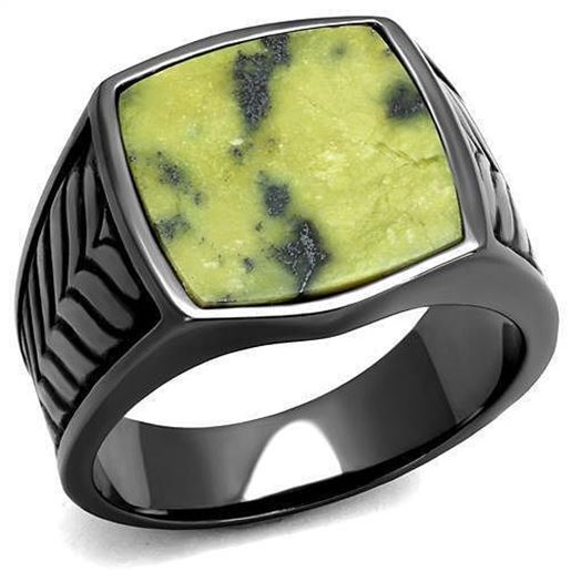 Picture of TK3112 - Stainless Steel Ring IP Light Black  (IP Gun) Men Semi-Precious Topaz