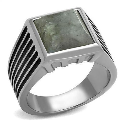 Picture of TK3113 - Stainless Steel Ring High polished (no plating) Men Synthetic Gray