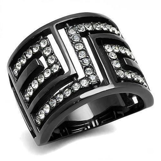 Picture of TK3134 - Stainless Steel Ring IP Light Black  (IP Gun) Women Top Grade Crystal Clear