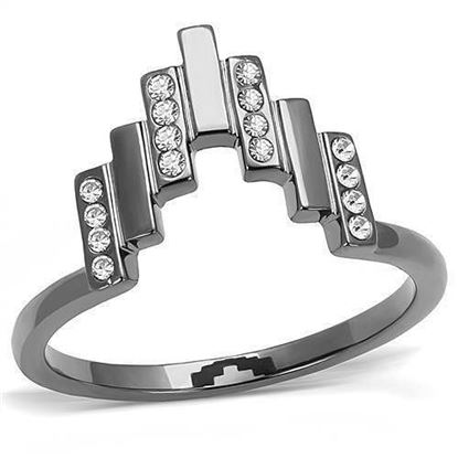 Picture of TK3135 - Stainless Steel Ring IP Light Black  (IP Gun) Women Top Grade Crystal Clear