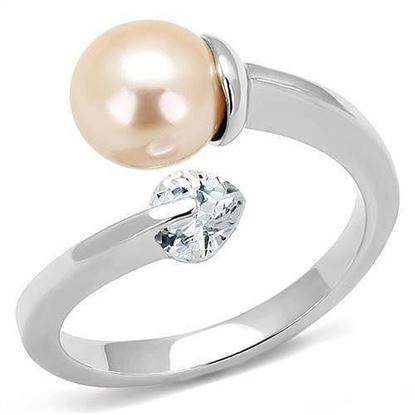 Picture of TK3139 - Stainless Steel Ring High polished (no plating) Women Synthetic Light Peach