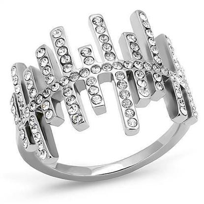 Picture of TK3140 - Stainless Steel Ring High polished (no plating) Women Top Grade Crystal Clear