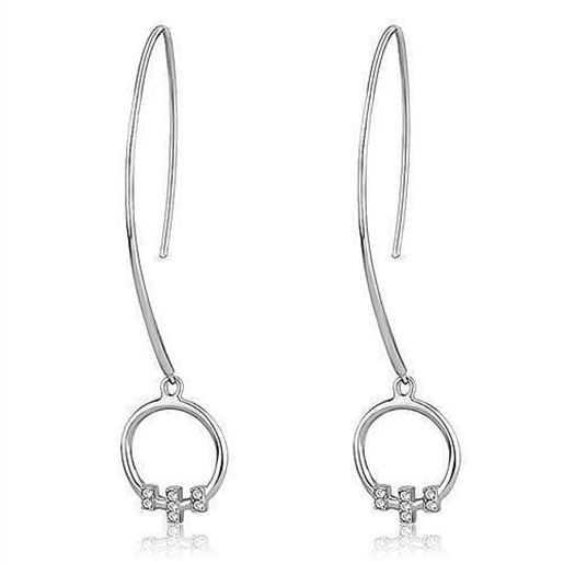 Picture of TK3146 - Stainless Steel Earrings High polished (no plating) Women Top Grade Crystal Clear