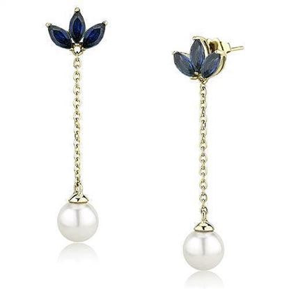 Picture of TK3150 - Stainless Steel Earrings IP Gold(Ion Plating) Women Synthetic White