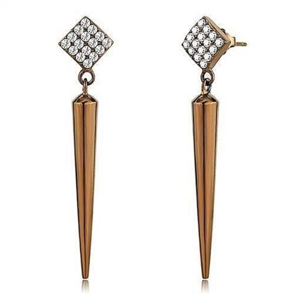 Picture of TK3158 - Stainless Steel Earrings IP Coffee light Women AAA Grade CZ Clear