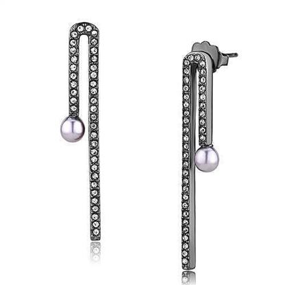 Picture of TK3161 - Stainless Steel Earrings IP Light Black  (IP Gun) Women Synthetic Light Amethyst