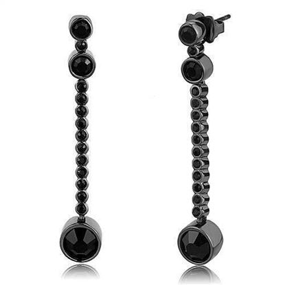 Picture of TK3162 - Stainless Steel Earrings IP Light Black  (IP Gun) Women Top Grade Crystal Jet