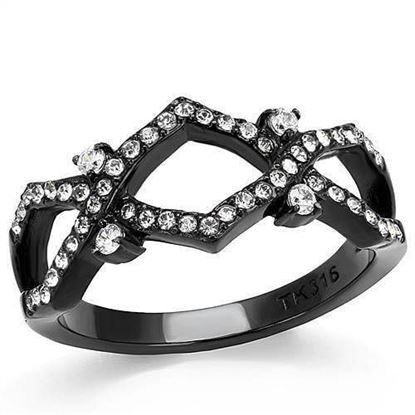 Picture of TK3165 - Stainless Steel Ring IP Black(Ion Plating) Women AAA Grade CZ Clear