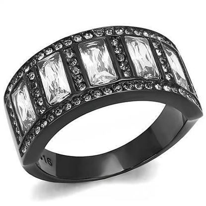 Picture of TK3168 - Stainless Steel Ring IP Black(Ion Plating) Women AAA Grade CZ Clear