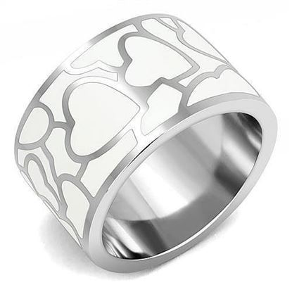 Picture of TK3172 - Stainless Steel Ring High polished (no plating) Women Epoxy White