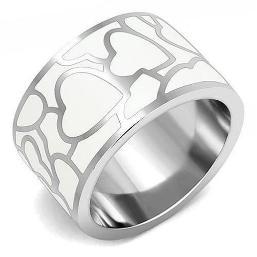 Picture of TK3172 - Stainless Steel Ring High polished (no plating) Women Epoxy White