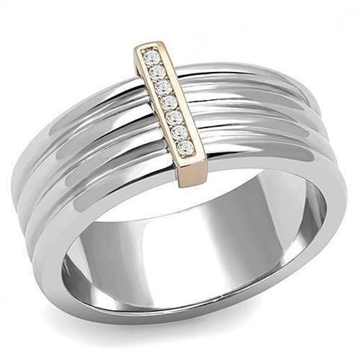 Picture of TK3176 - Stainless Steel Ring Two-Tone IP Rose Gold Women Top Grade Crystal Clear