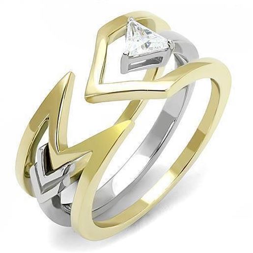 Picture of TK3183 - Stainless Steel Ring Two-Tone IP Gold (Ion Plating) Women AAA Grade CZ Clear