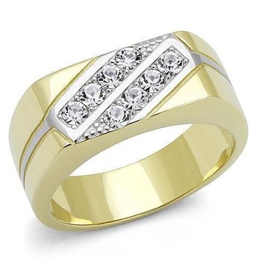 Picture of TK3186 - Stainless Steel Ring Two-Tone IP Gold (Ion Plating) Men Top Grade Crystal Clear