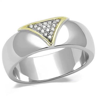 Picture of TK3187 - Stainless Steel Ring Two-Tone IP Gold (Ion Plating) Men AAA Grade CZ Clear