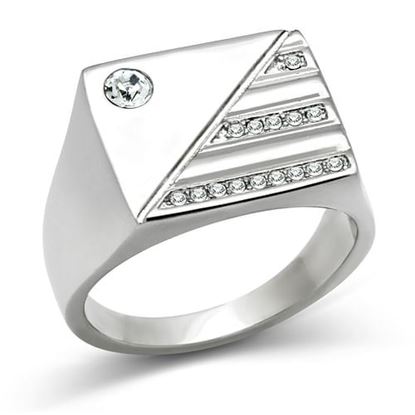 Picture of TK319 - Stainless Steel Ring High polished (no plating) Men Top Grade Crystal Clear