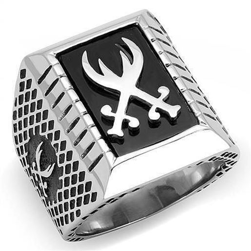 Picture of TK3191 - Stainless Steel Ring High polished (no plating) Men Semi-Precious Jet