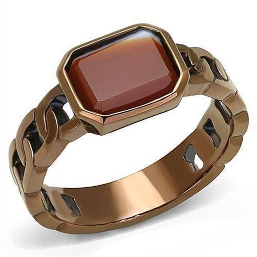 Picture of TK3193 - Stainless Steel Ring IP Coffee light Women Semi-Precious Siam