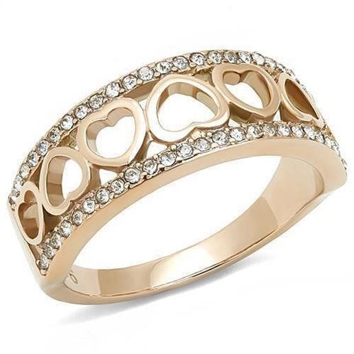 Picture of TK3194 - Stainless Steel Ring IP Rose Gold(Ion Plating) Women Top Grade Crystal Clear