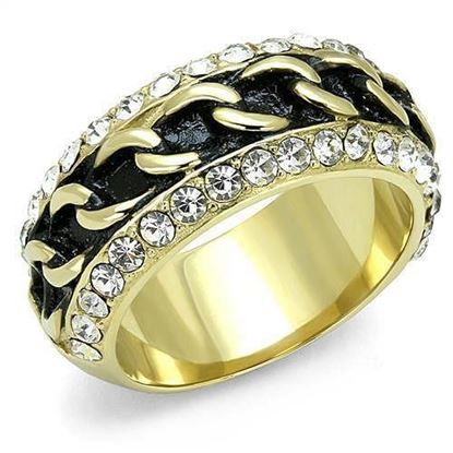 Picture of TK3196 - Stainless Steel Ring IP Gold(Ion Plating) Women Top Grade Crystal Clear